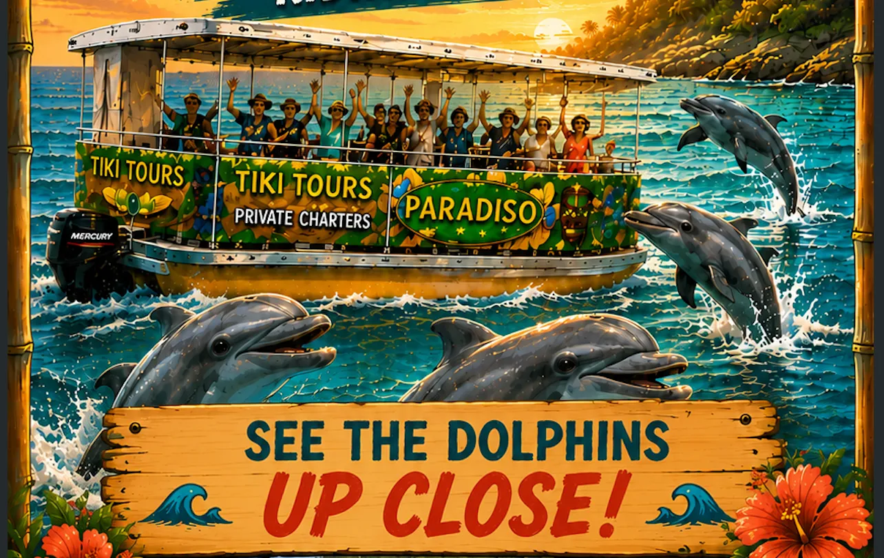 Guests enjoying the Tiki Boat Tours experience on Biscayne Bay